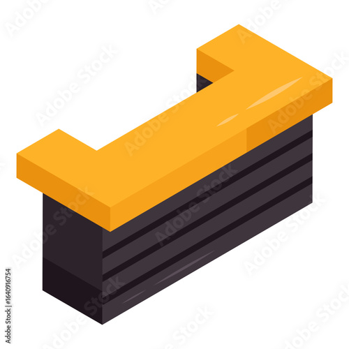 A flat design icon of reception desk