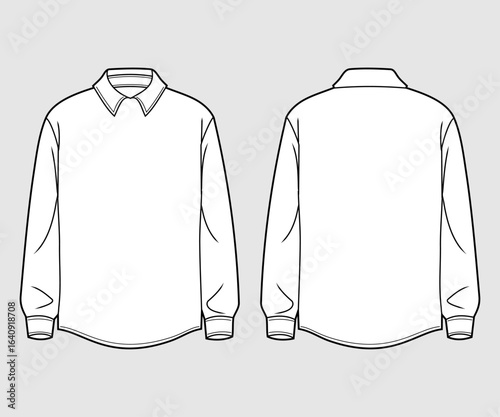 Shirt Flat Sketch Front and Back View for Fashion Design