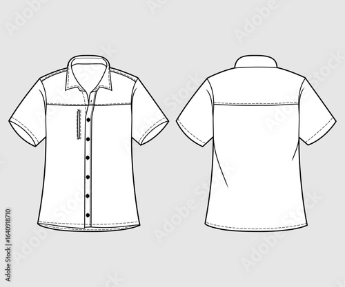 Shirt Flat Sketch Front and Back View for Fashion Design