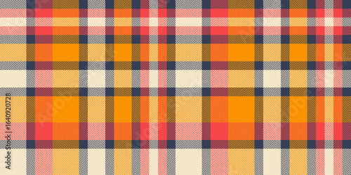 Vibrant autumnal plaid pattern.  Warm oranges, reds, and creams create a cozy, textured design ideal for fall fashion, home decor, or website backgrounds.
