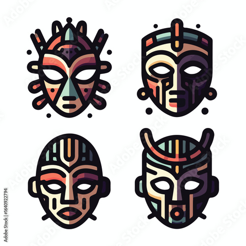 Traditional African mask icon