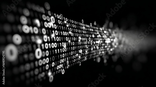 Binary Code Visualization of Digital Data Flow and Technology
