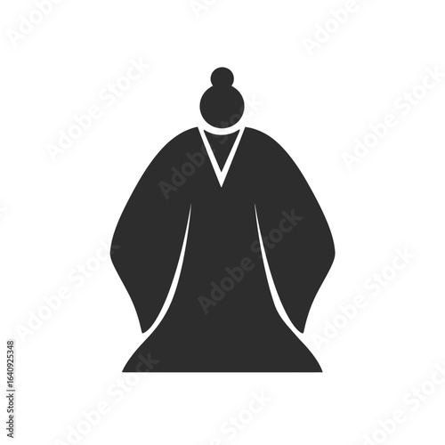 Stylized silhouette of a sumo wrestler with traditional topknot and mawashi attire. Concept for martial arts promotion, Japanese culture representation and sport symbol design
