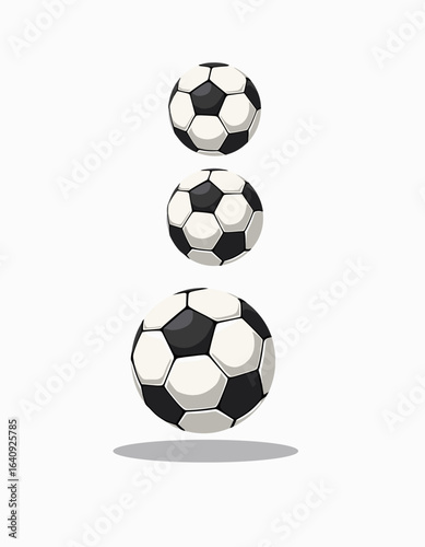 Three stacked soccer balls isolated