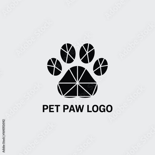 Create a memorable brand identity with this modern geometric pet paw logo, perfect for veterinary clinics, pet shops, groomers, and animal shelters seeking a professional and approachable visual.