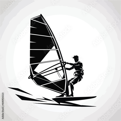 Dynamic windsurfer carving through water with powerful sail capturing the thrill of extreme water sports adventure and freedom