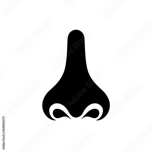 Minimalist black nose silhouette on a white background, showcasing simplicity and elegance. Concept for medical illustrations, cosmetic surgery icons and anatomical diagrams