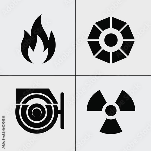 Discover essential hazard symbols fire radiation danger warning icons representing safety risks and critical alerts for industry technology and science applications
