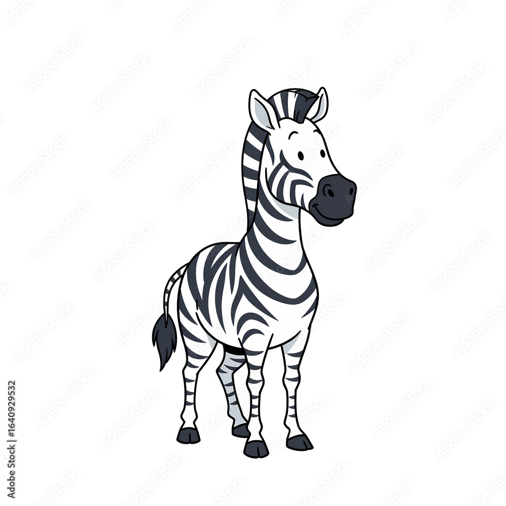 Obraz premium Cute Cartoon Zebra Standing
