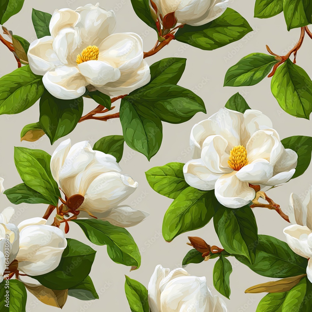 Obraz premium Magnolia floral seamless pattern
