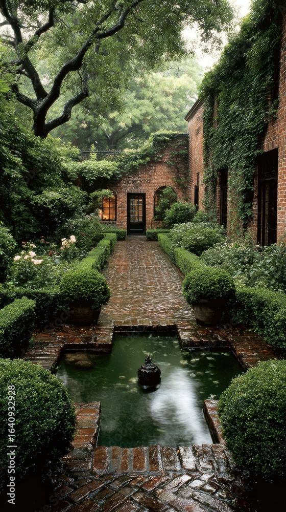 Obraz premium Lush Courtyard Garden