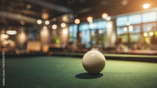 White billiard ball on green table