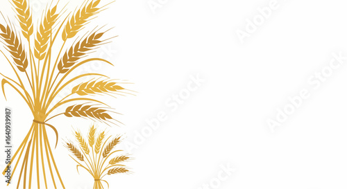 Golden wheat stalks illustration on an empty space 