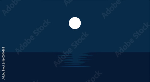 Midnight Serenity Night sea with moonlit reflection on the waves