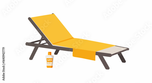 Sun lounger, sunscreen, and towel, ready for a relaxing day.
