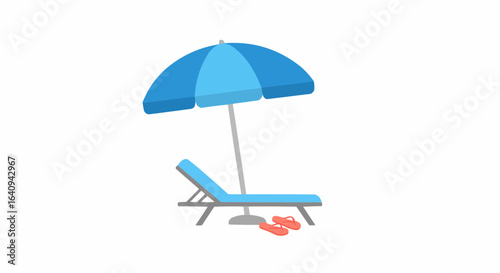Relaxing by the beach: a beach chair and a parasol.