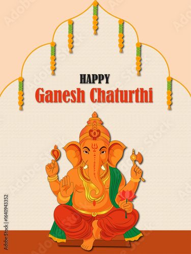 Vector illustration of lord ganpati for happy Ganesh Chaturthi 2025 festival of India. Creative celebration background design.