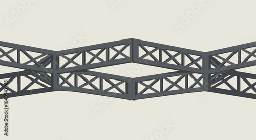 Minimalist geometric design with steel lattice structure and abstract patterns