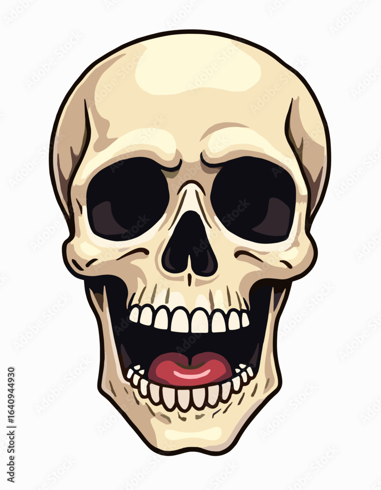 Fototapeta premium Stylized skull with wide open grin