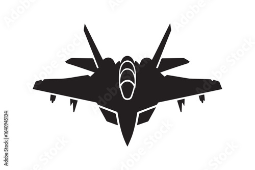  High-Tech Fighter Jet Silhouette - a Modern Military Aircraft Vector Illustration