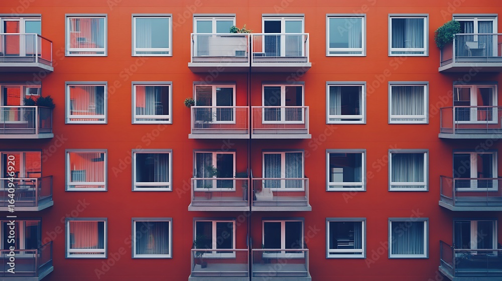 Naklejka premium Orange apartment building facade