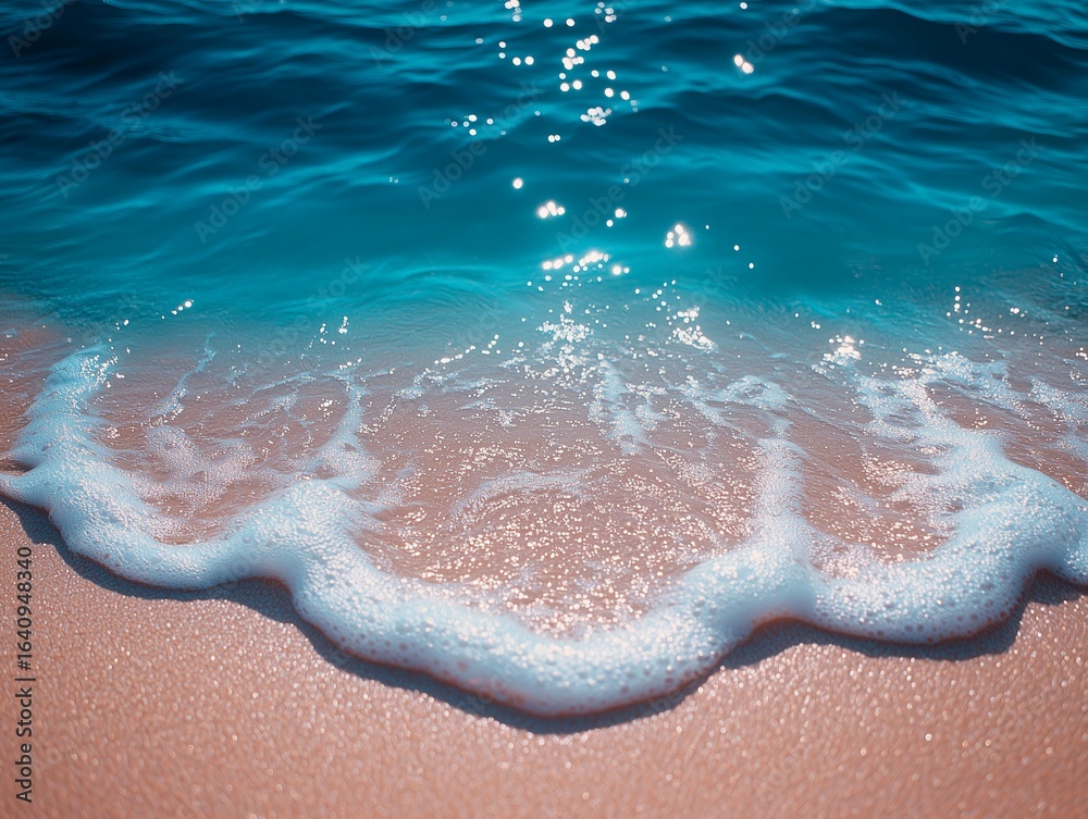 Fototapeta premium ocean background, water is turquoise and clear, there is prestine white sand at the bottom
