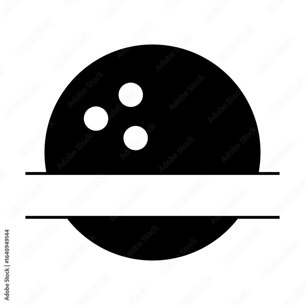 Fototapeta premium Bowling monogram with red heart svg cut file. Isolated vector illustration.