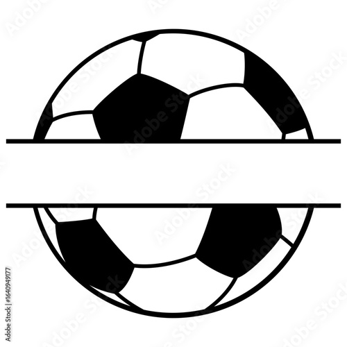 Soccer split monogram svg cut file. Isolated vector illustration.