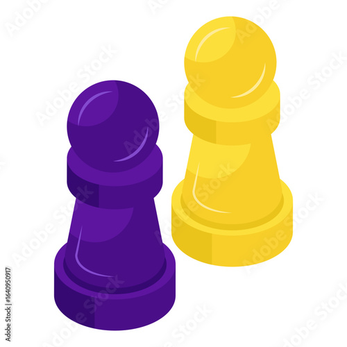 Strategy game icon, isometric design of chess rook