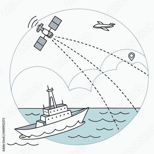 Maritime Satellite Communication Illustration