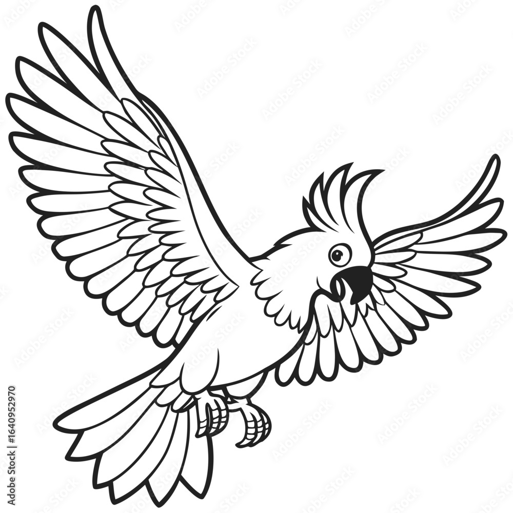 Obraz premium Flying Parrot Bird Line Art Illustration