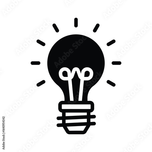 Easy to edit icon of bulb in glyph style