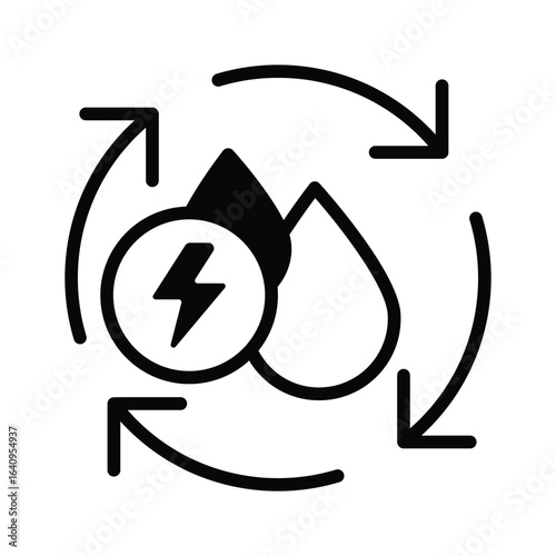A well designed glyph style icon of water energy