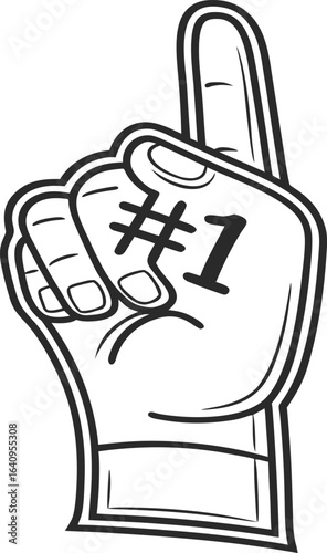 Number One Sports Fan Foam Hand Icon  Raised Forefinger Vector Illustration