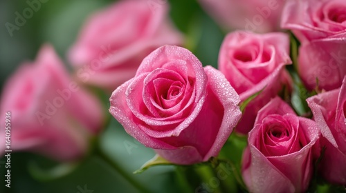 Delicate Pink Roses Blooming with Freshness: A Floral Celebration of Beauty and Elegance
