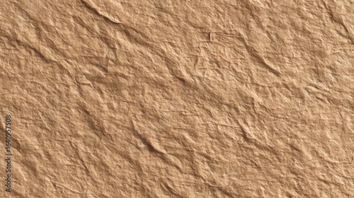 Close-up of crumpled sandy beige paper with uneven texture and various creases,