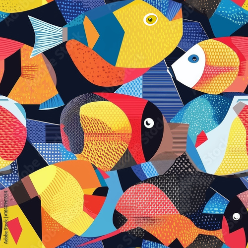 Seamless Abstract  Fish Pattern