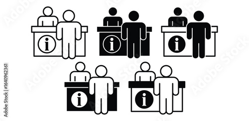 Help Desk Icons Black and White Minimalist Vector Illustrations Design