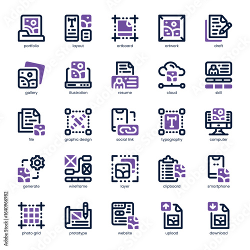 Creative Portfolio Icon pack for your website, mobile, presentation, and logo design. Creative Portfolio Icon dual tone design. Vector graphics illustration and editable stroke.