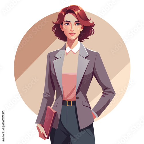 Stylish Business Woman in a Gray Suit