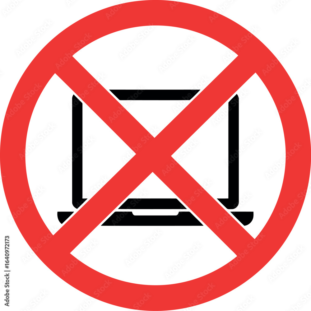 Fototapeta premium No laptop icon forbidden technology symbol