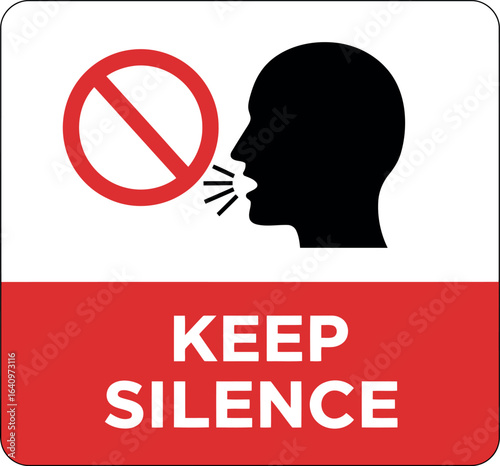 Keep silence sign no talking quiet zone symbol