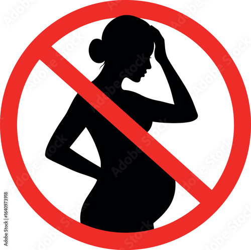 No pregnancy symbol woman silhouette with red prohibition sign