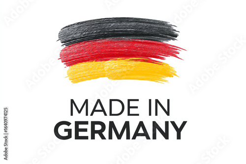 Wallpaper Mural Stylized German flag brush strokes above bold text "Made in Germany" on a white background, symbolizing quality and origin of German products Torontodigital.ca