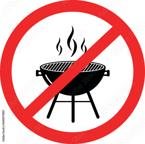 No barbecue sign grill prohibited outdoor cooking ban