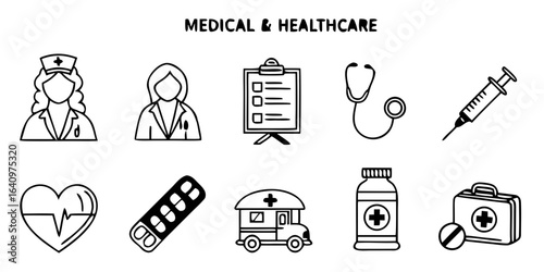 vector set of medical and healthcare icons 