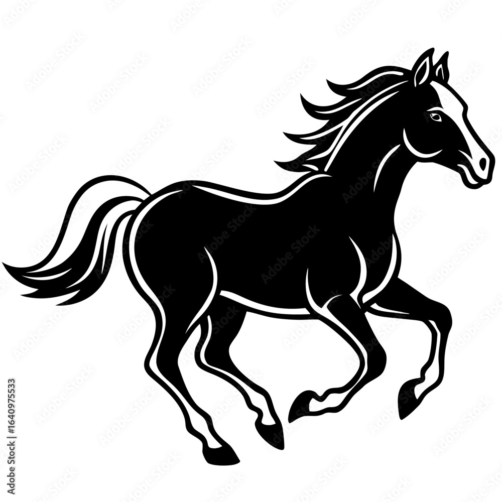 Obraz premium Horse Galloping Silhouette vector