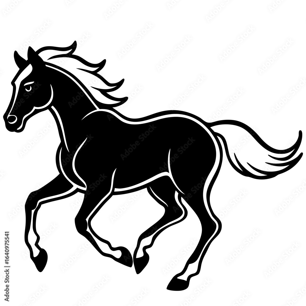 Obraz premium Horse Galloping Silhouette vector