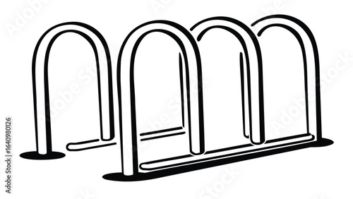  bicycle rack with multiple slots for parking bikes in a public space outdoors