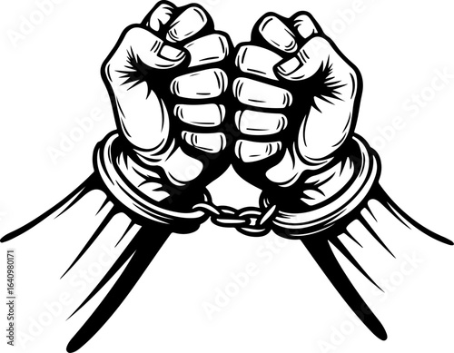 Hands in Shackles  chained, captivity, imprisonment,  , freedom fight,  vector bundle